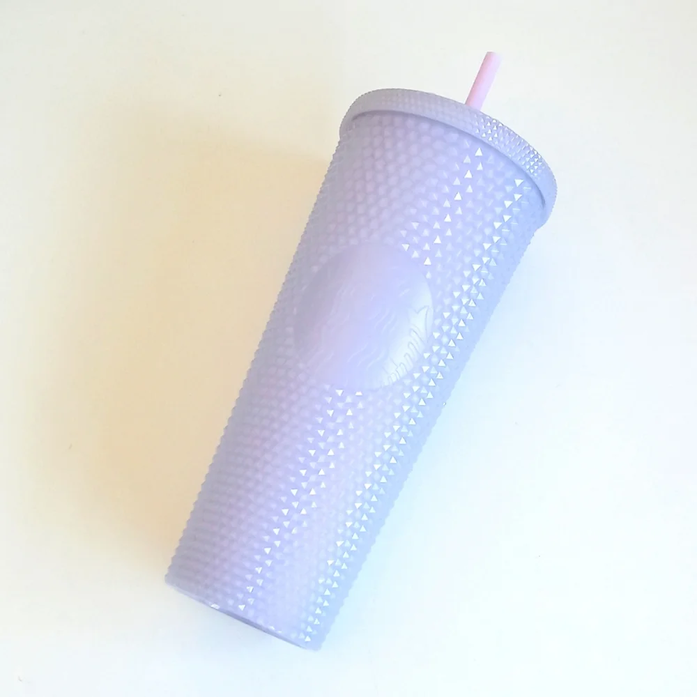 Starbucks Lavender Lilac Bling Studded 24oz Cold Cup Tumbler with Lid & Straw